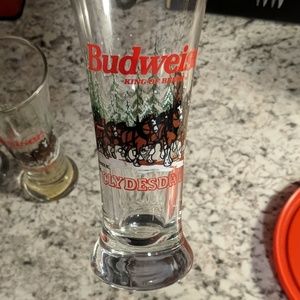 5 Budweiser Clydesdale beer glasses